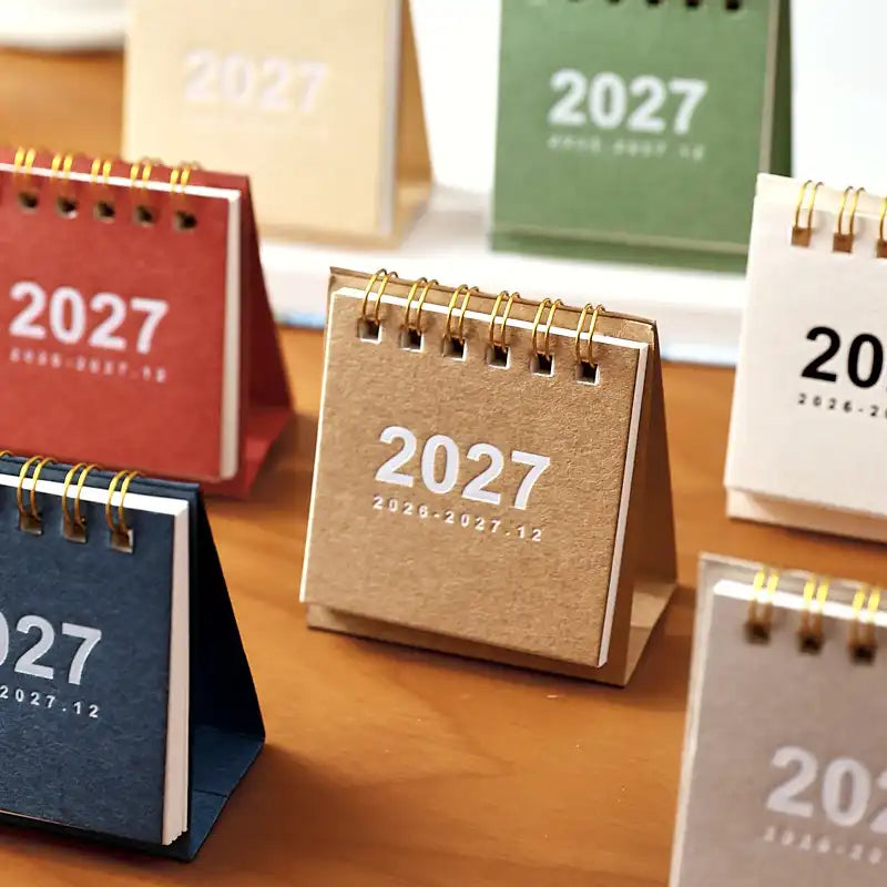 2027 Vintage Desk Calendar — Minimalist Monthly Planner with Memo Space