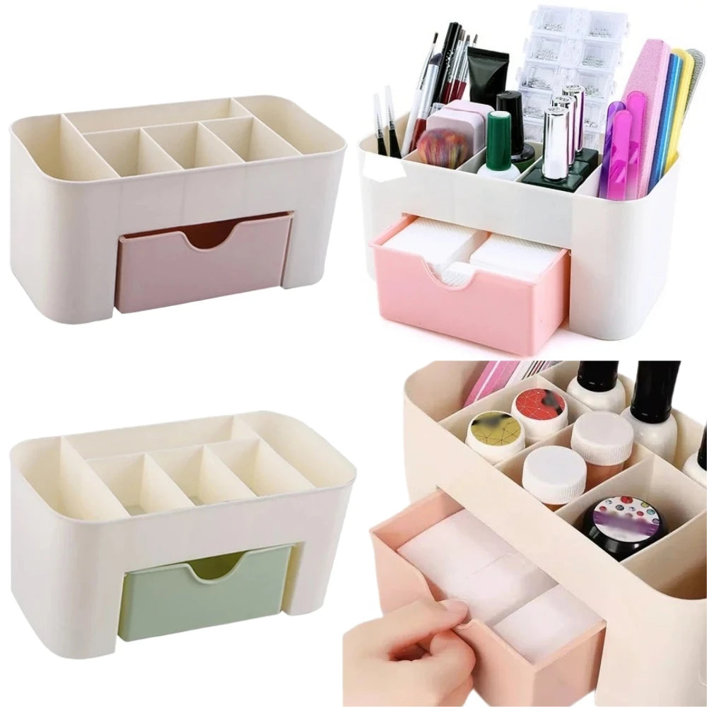 LULAA Desktop Cosmetic Organizer — Multi-Compartment Storage Box for Makeup and Nail Art