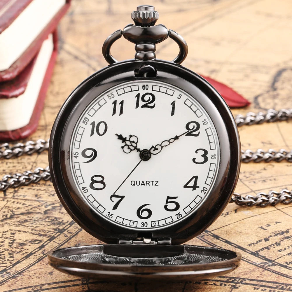 YISUYA Vintage Quartz Pocket Watch — Antique Style Necklace with Fob Chain