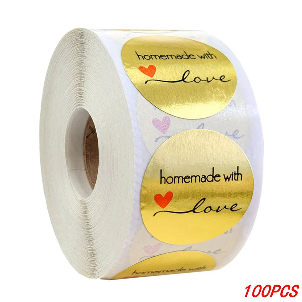 Vintage Kraft Paper Stickers — Handmade With Love Adhesive Labels
