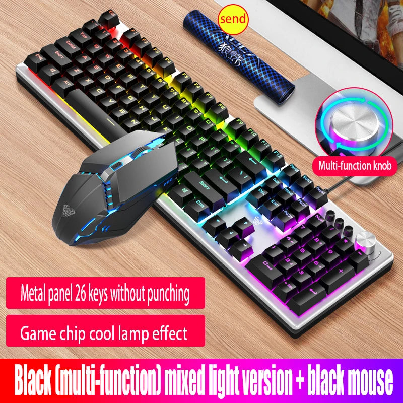 FALAIXILUO T200 Wired Gaming Keyboard and Mouse Combo — Backlit Multimedia Set
