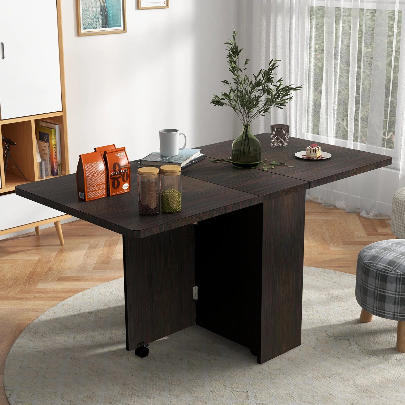 SUNVASAGOO Foldable Dining Table — Space-Saving Drop Leaf Design