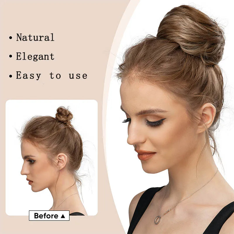 AOOSOO HAIR Synthetic Drawstring Hair Bun — Silk Straight Chignon for Daily Wear