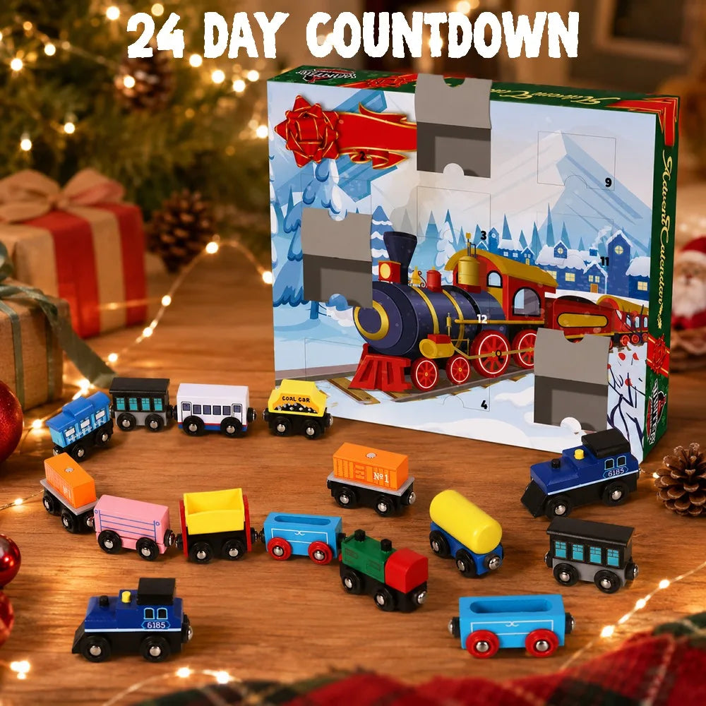 Joyfy Magnetic Wooden Train Advent Calendar — 12 Day Christmas Countdown Set