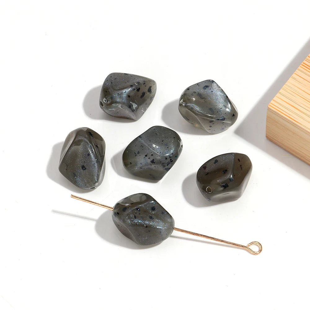Colorful Acrylic Irregular Geometric Beads — 30pcs Loose Spacer Stones for DIY Jewelry