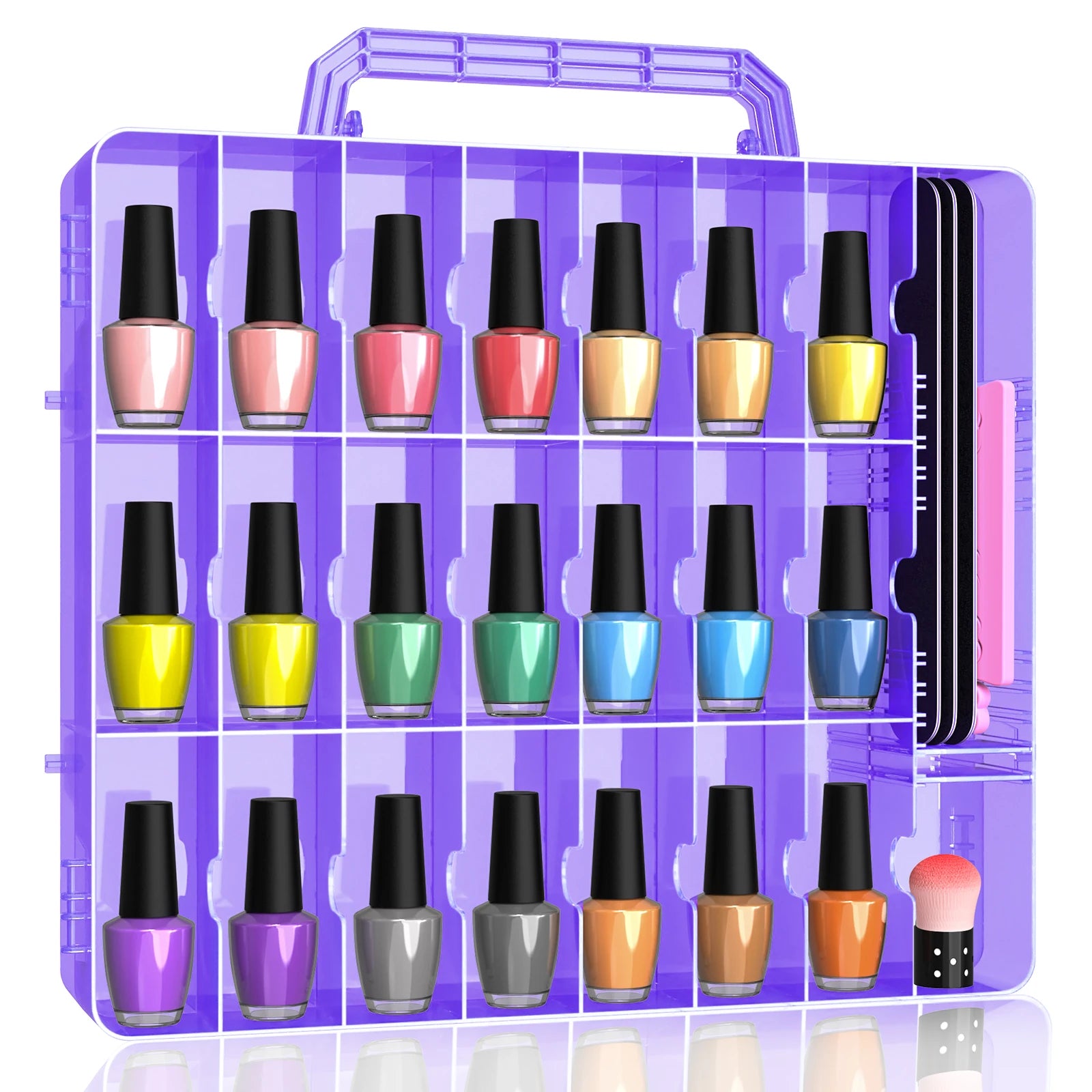Portable Nail Polish Organizer — Double-Sided Clear Storage Case