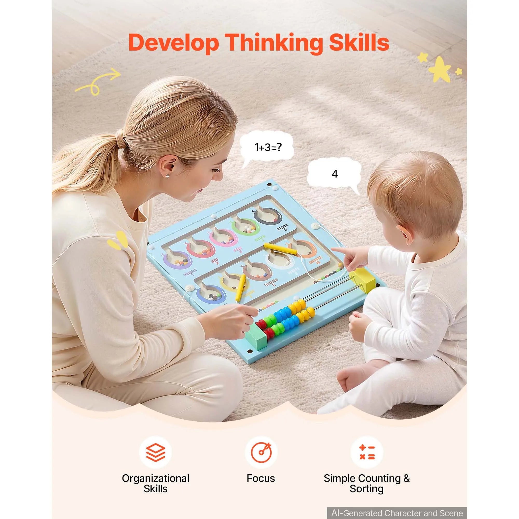 SucceBuy Kids Activity Wall Busy Board — Montessori Sensory Learning Panels