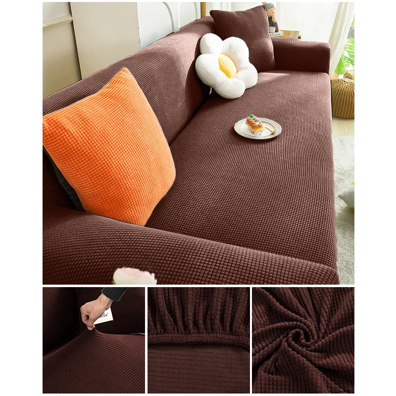 Elastic Jacquard Fabric Sofa Cover — Stretchable Slipcover for Living Room