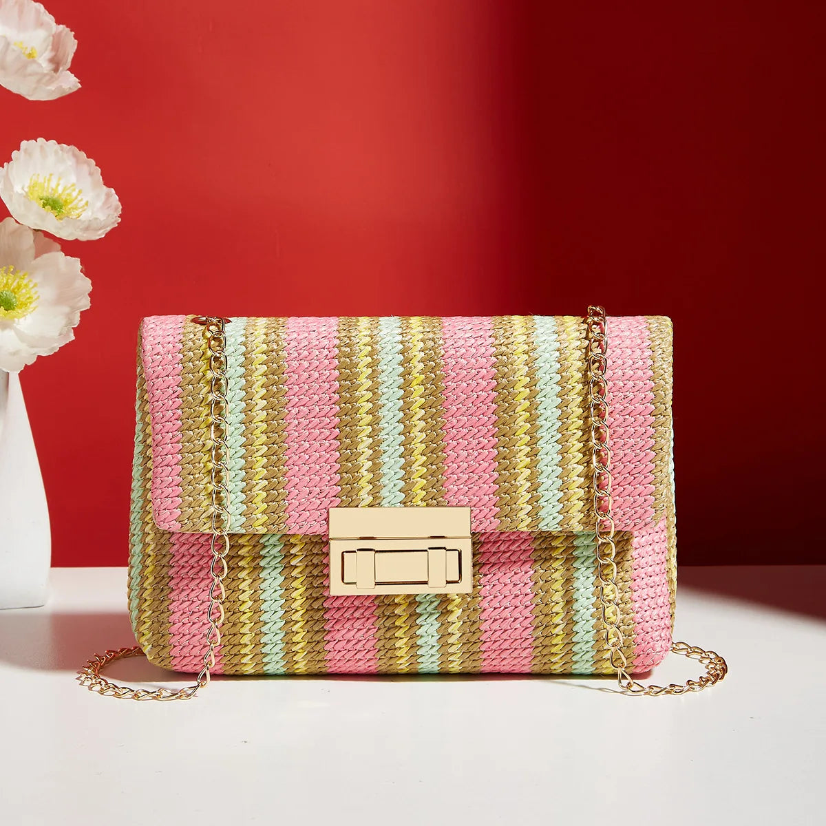 Yogodlns Straw Crossbody Bag — Stylish Bohemian Shoulder Bag for Banquets