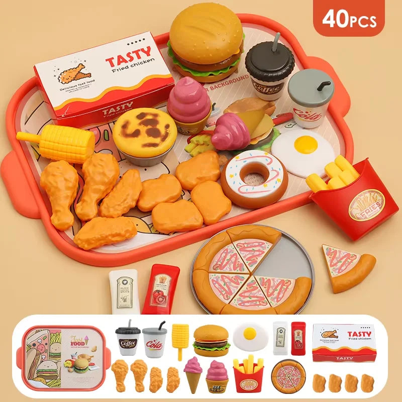 OUZEY Pretend Play Kitchen Set — Realistic Fast Food Simulation Toy