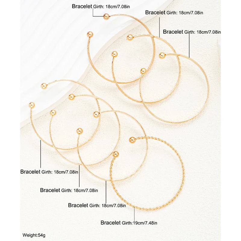 AY Punk Gold Heart Bracelet Set — 7 Piece Goth Style Cuff Bangles