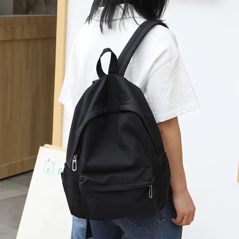 Women's Casual Nylon Backpack — Large Capacity School Rucksack
