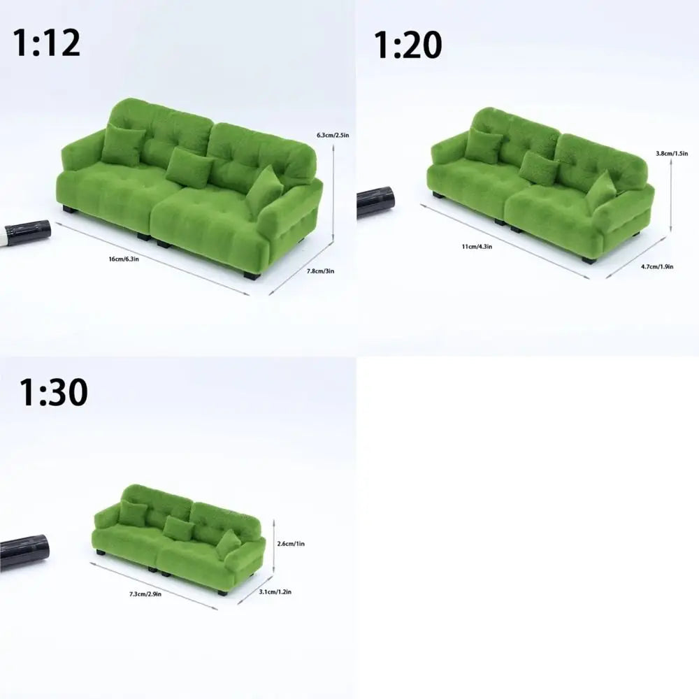 Miniature Flocking Sofa Model — Dollhouse Living Room Furniture Accessory