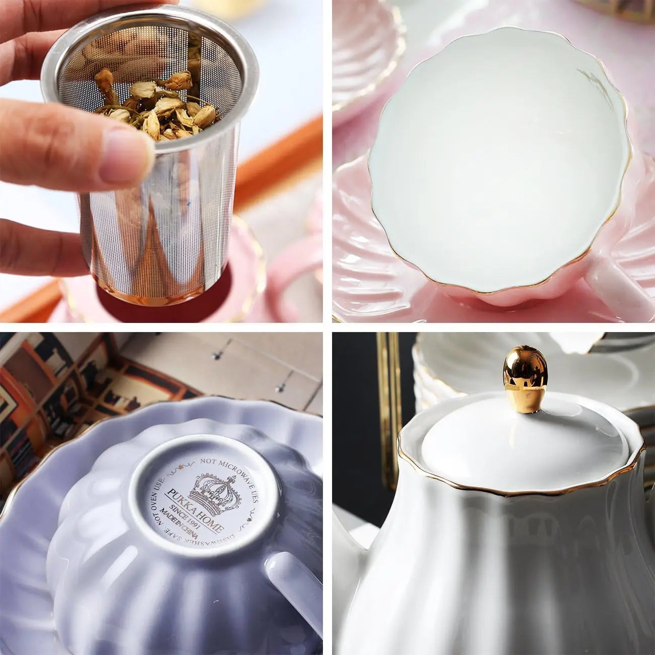 IOSN Pure White Porcelain Tea Set — Royal Style 18-Piece Service
