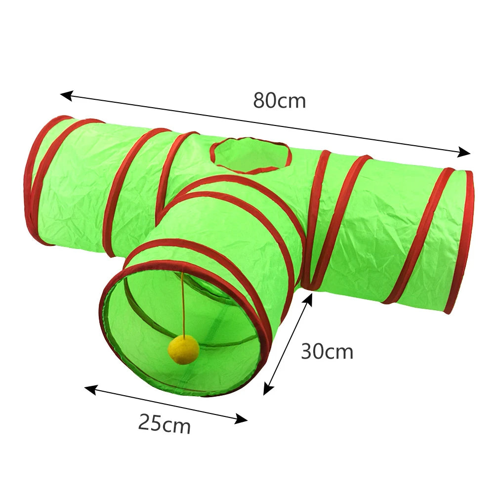 Christmas Cat Tunnel Toy — Foldable Interactive Play Tube for Kittens