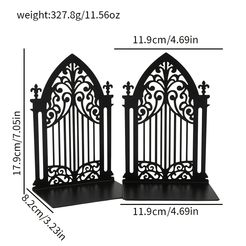 Metal Decorative Bookends — Heavy Duty Shelf Stoppers for Office and Home