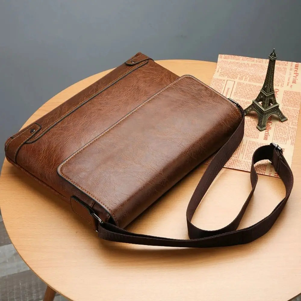 Men's PU Leather Business Briefcase — Professional Laptop Messenger Bag