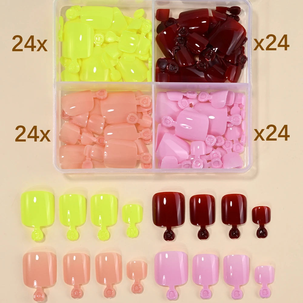 MAFANAILS Solid Color Press On Toenails — Short Square Full Cover Tips