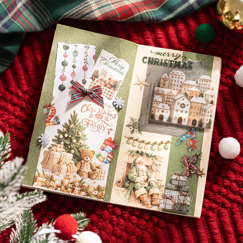 Retro Christmas Stationery Stickers — 50 Piece Santa Claus Decor Set
