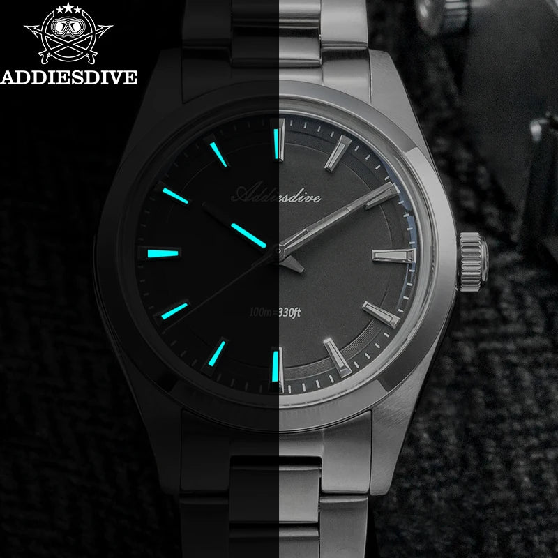 ADDIESDIVE Luxury Men's Steel Watch — BGW9 Luminous Quartz Diver