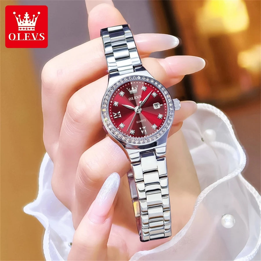 OLEVS 5628 Women's Quartz Watch — Elegant Stainless Steel Jewelry Gift