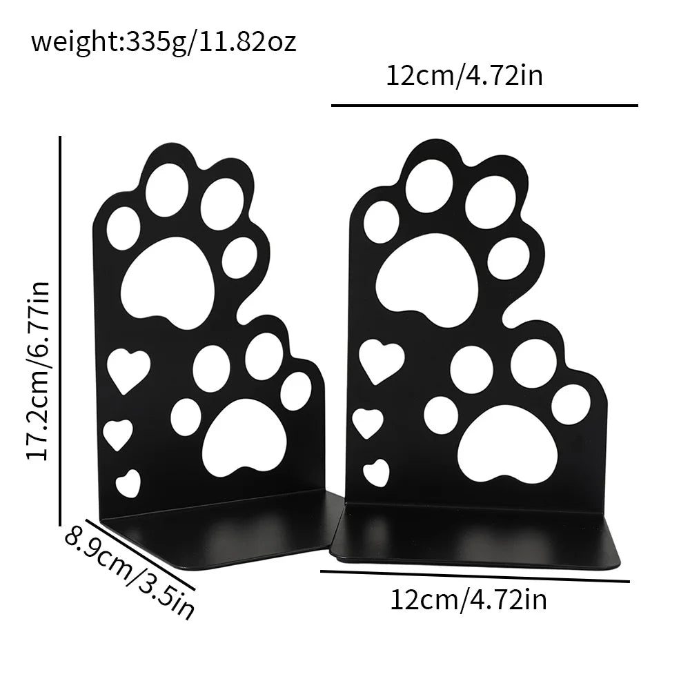 Metal Decorative Bookends — Heavy Duty Shelf Stoppers for Office and Home