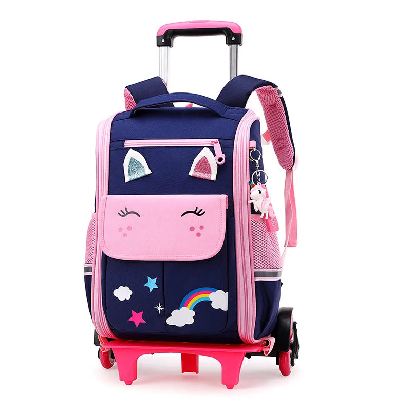 Children's Rolling School Backpack — High Capacity Wheeled Trolley Bag