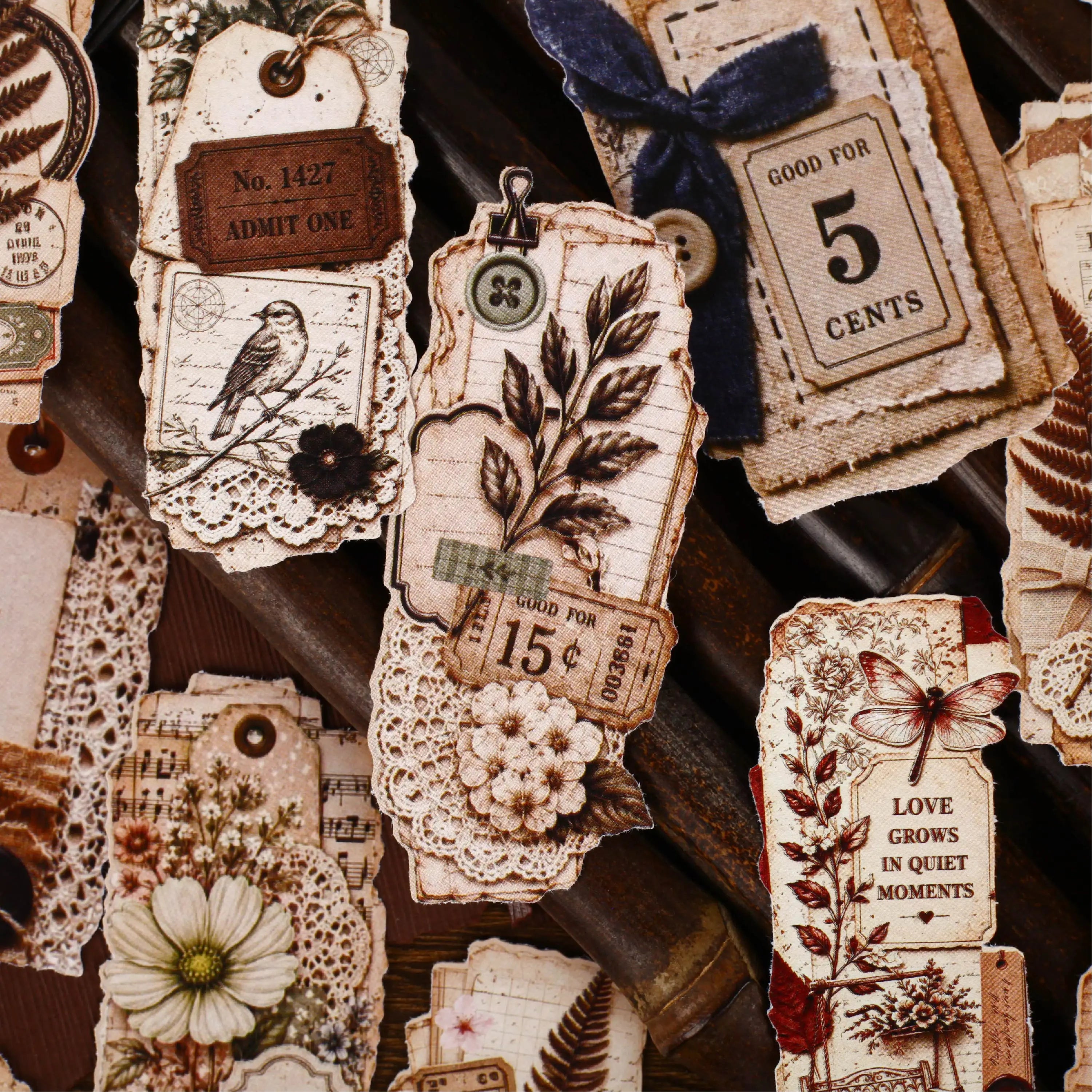 Dried Flower Plant Label Stickers — Decorative Adhesive for Junk Journals
