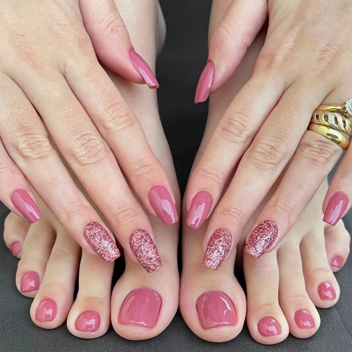 Press On Nail and Toe Nail Set — Complete Manicure Kit, 48 Pieces