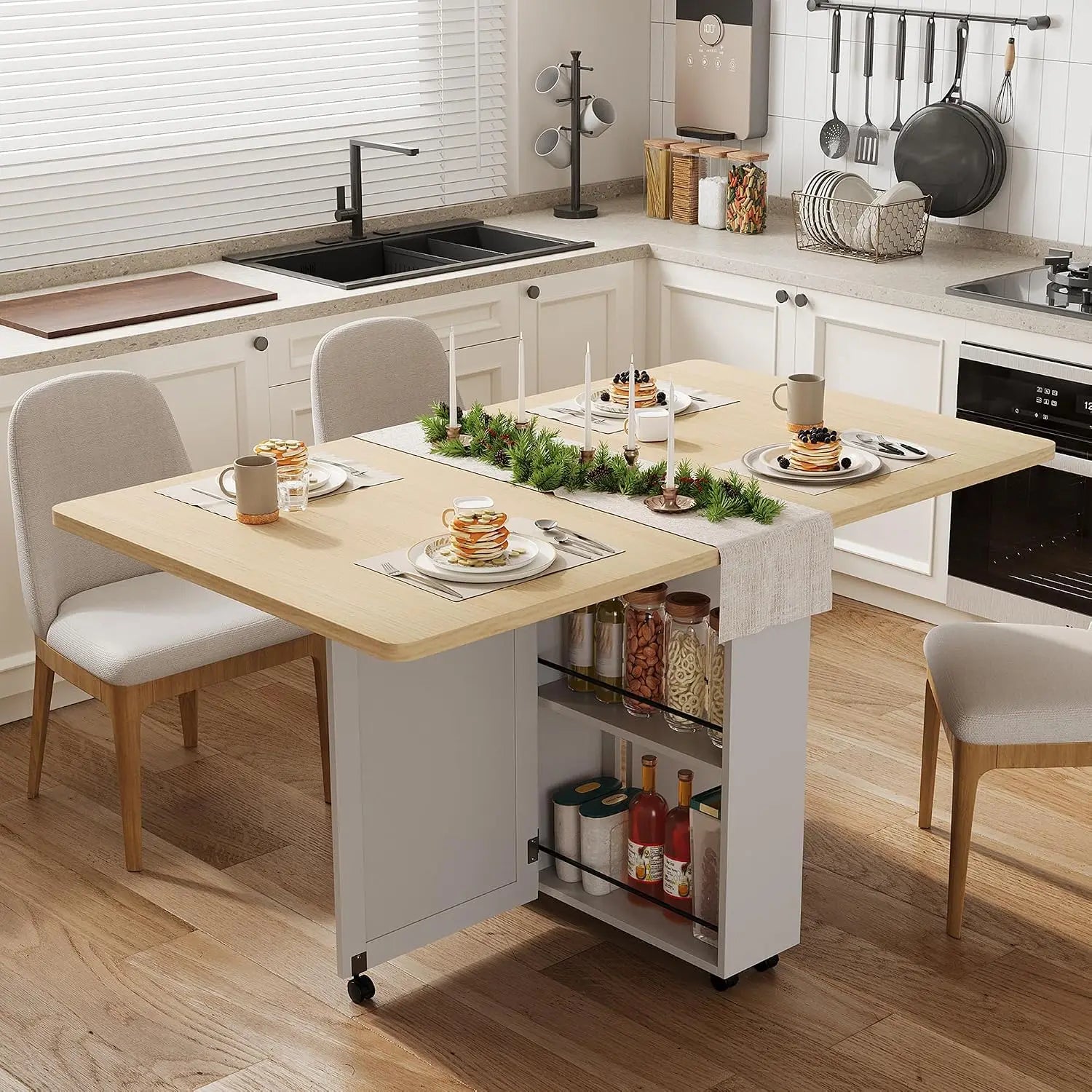 Garvee Folding Dining Table — Space-Saving Square Design with Storage