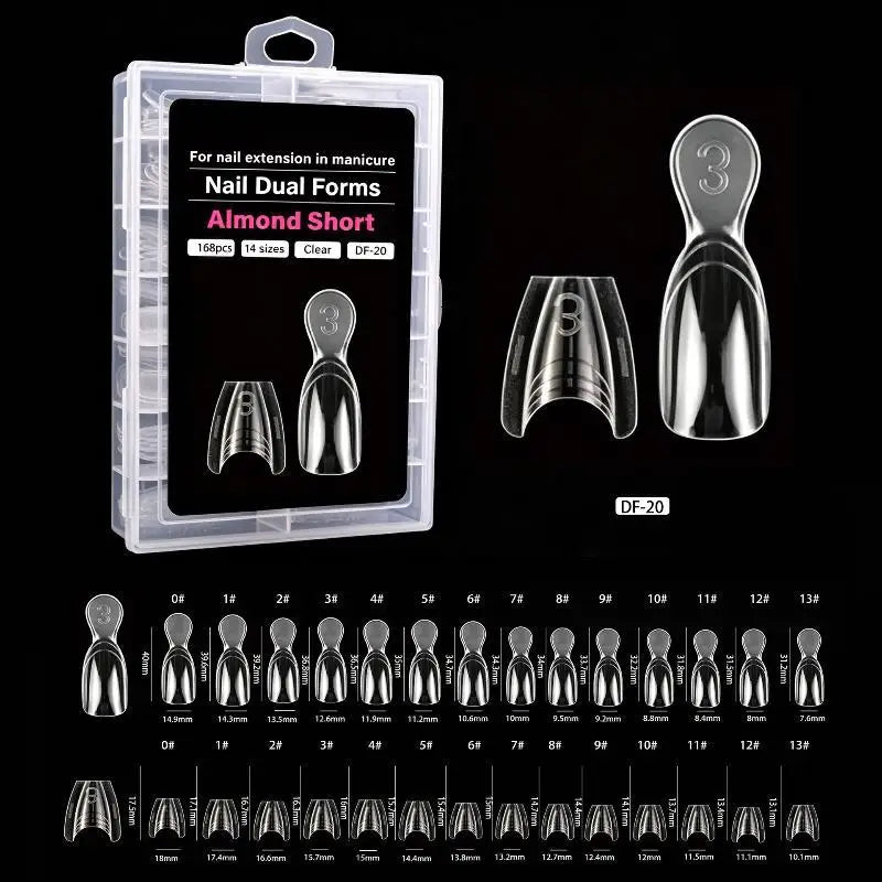 Dual-Form Nail Extension Set — 168 Piece Clear Gel Molds for DIY Manicures
