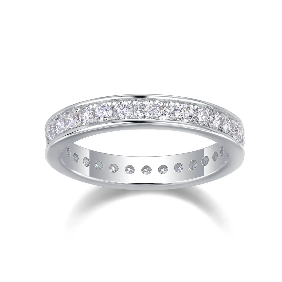 Moissanite Eternity Ring — 925 Sterling Silver Stackable Band