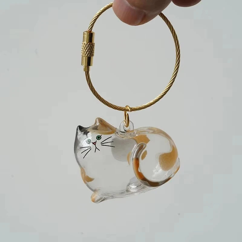 Cat Shaped Memorial Keepsake Charm — Pet Hair Storage Keychain Pendant