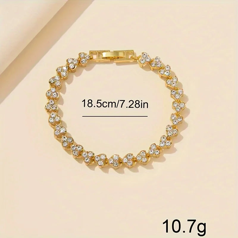 RUNERR Elegant Crystal Quartz Watch — Luxury Stainless Steel Bracelet Set