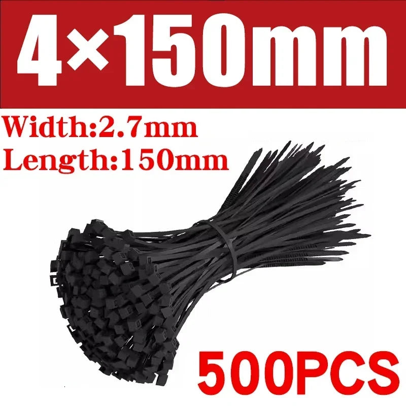 Nylon Cable Tie Set — Self-Locking Plastic Zip Wraps for Wire Management