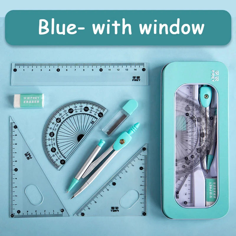 7-Piece Mathematical Ruler Set — Multi-Function Geometry Drawing Tools