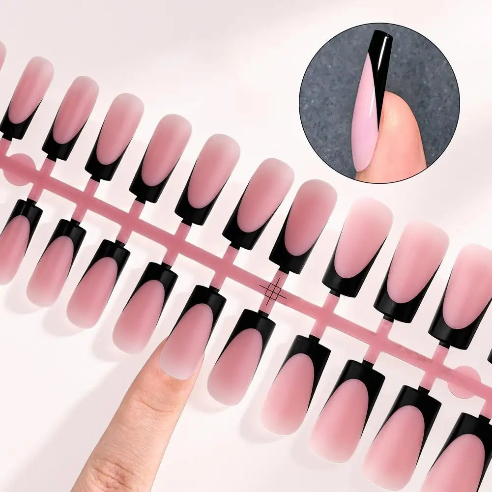 Matte French Tip Press On Nails — Full Cover DIY Manicure Set