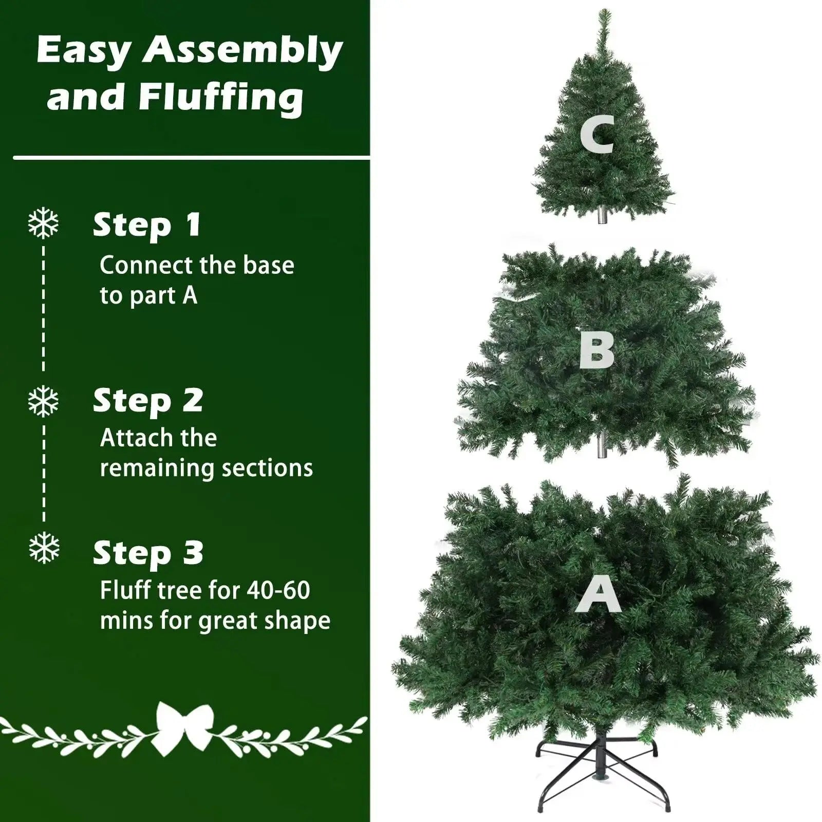 HiMISS 6.5FT Pre-Lit Artificial Christmas Tree — 350 Lights & 8 Modes