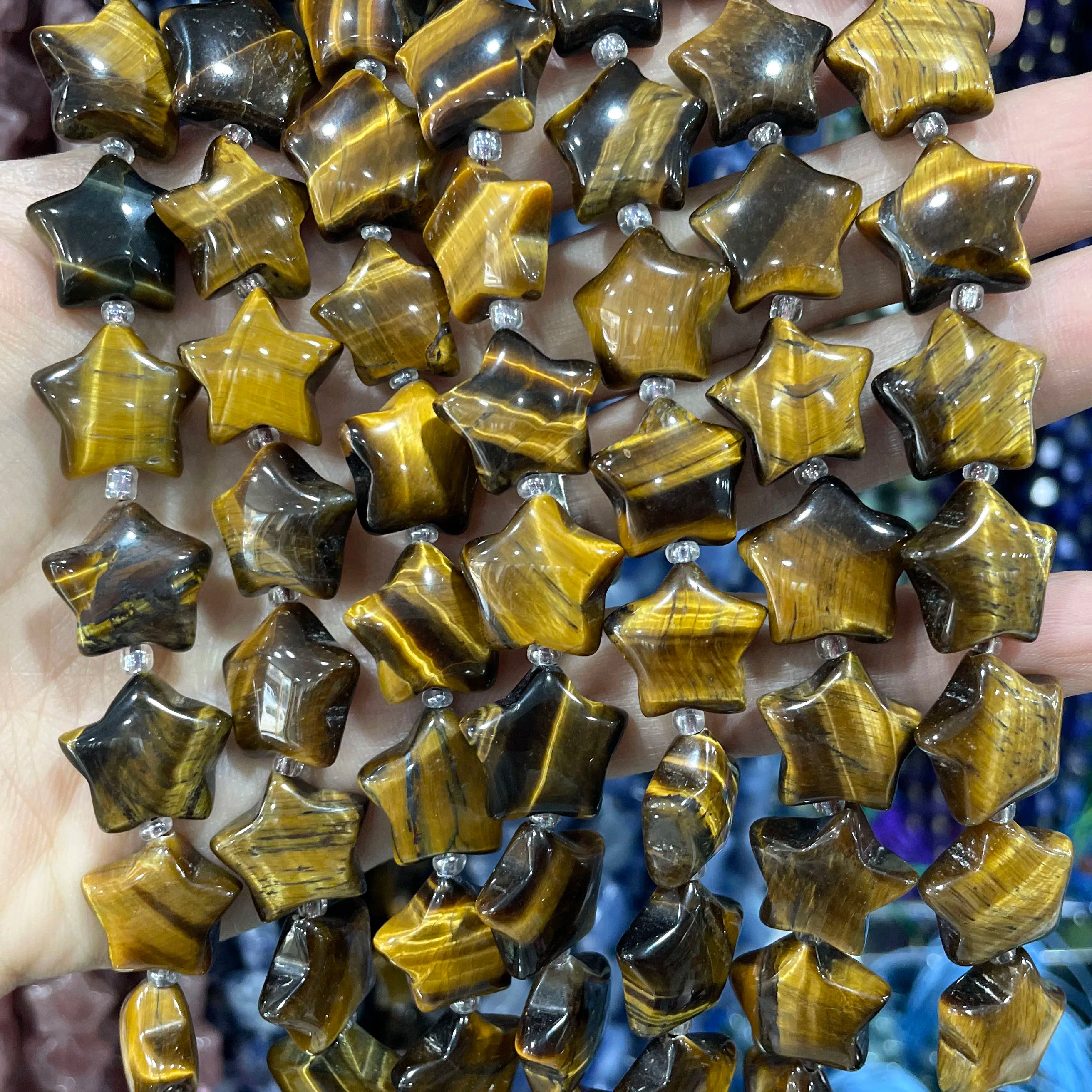 SYSRXLR Star Shaped Natural Stone Beads — 15mm Loose Quartz & Agate Spacers