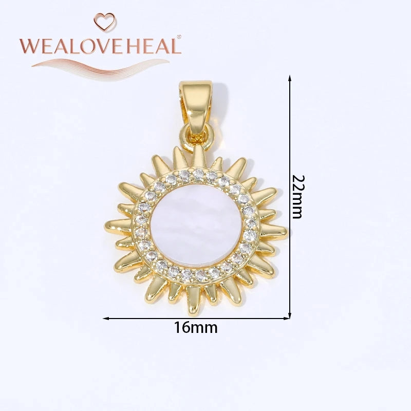 Sun Shaped Zirconia Pendants — 18K Gold Plated Jewelry Findings for DIY Crafts