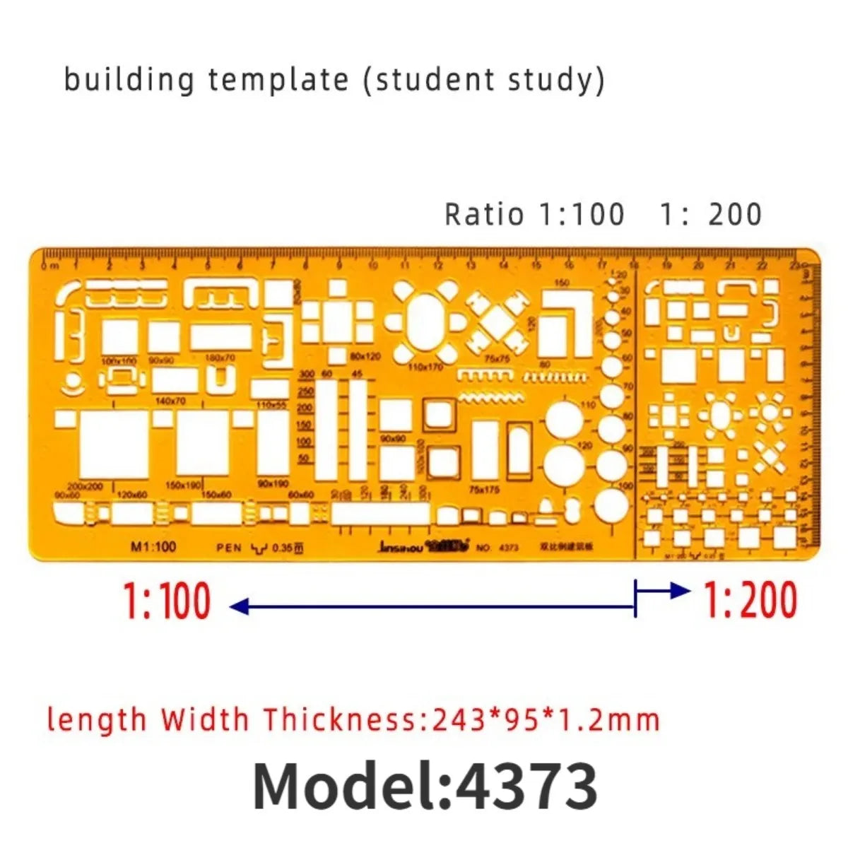 Architectural Drafting Template Set — Round and Oval Shape Rulers