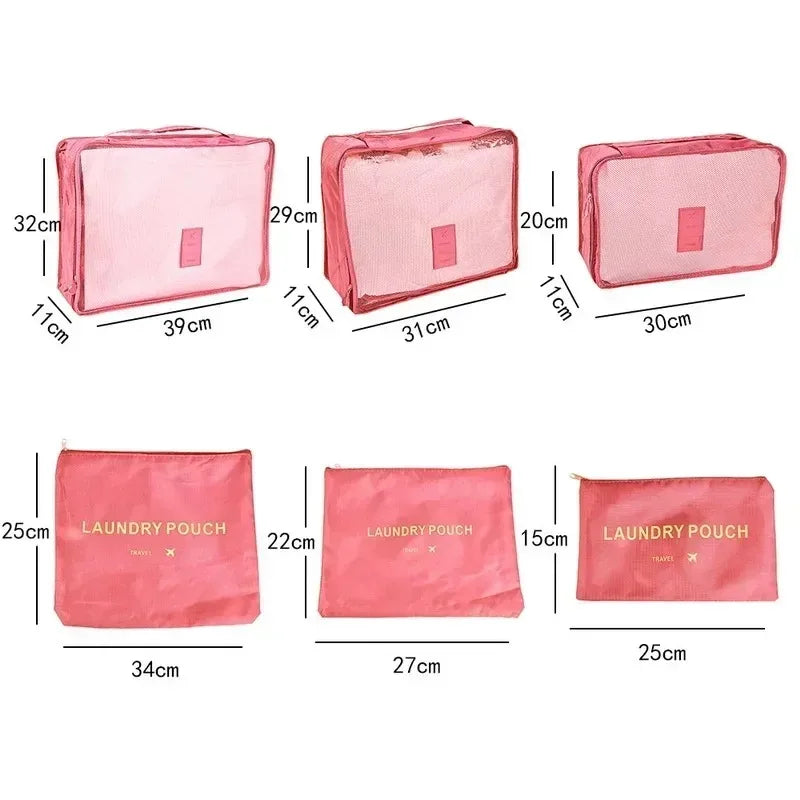 6-Piece Travel Packing Cube Set — Luggage Organizer & Laundry Pouches
