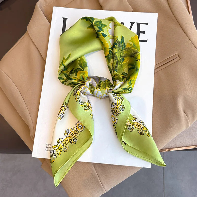 SENAIFEI Printed Silk Scarf — Luxury Square Shawl & Decorative Headband