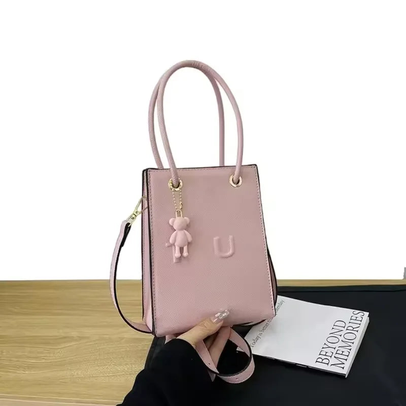 Mini Hand-held Tote Bag — Compact Square Crossbody for Travel