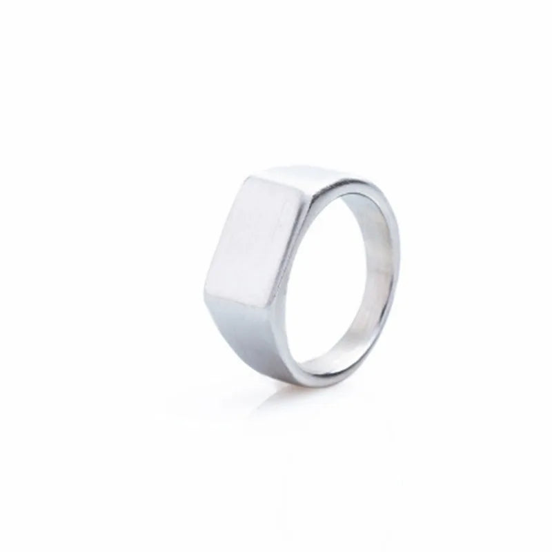 Geometric Rectangular Pattern Ring — Stainless Steel Punk Style Jewelry