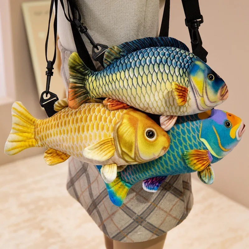 3D Simulation Fish Plush Crossbody Bag — Quirky Novelty Shoulder Purse
