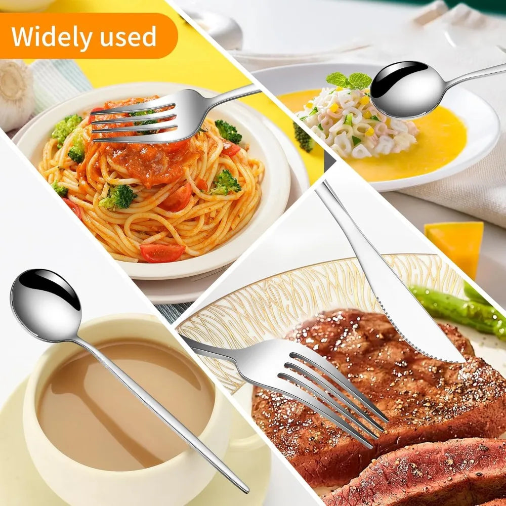FEB.WIND 24-Piece Stainless Steel Flatware Set — Elegant Dining Tableware Kit