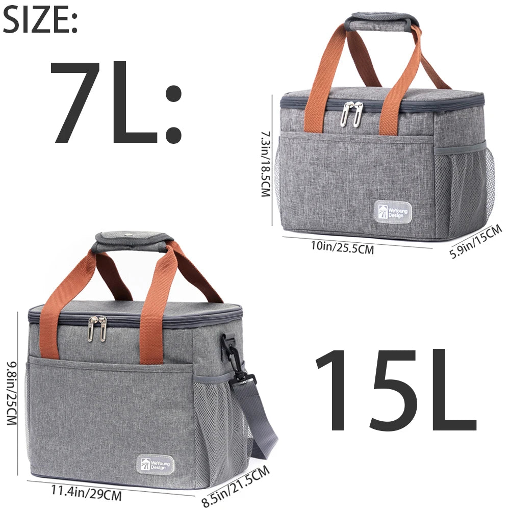 Insulated Lunch Tote Bag — Thermal Food Organizer for Picnic and Hiking