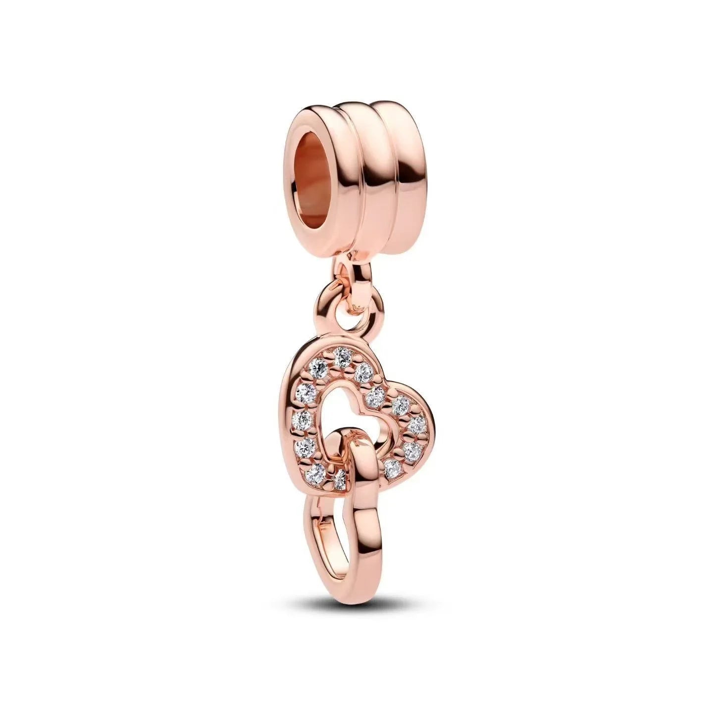 Potdemiel Rose Gold Glass Bead Pendant — 925 Silver Zircon Jewelry Component