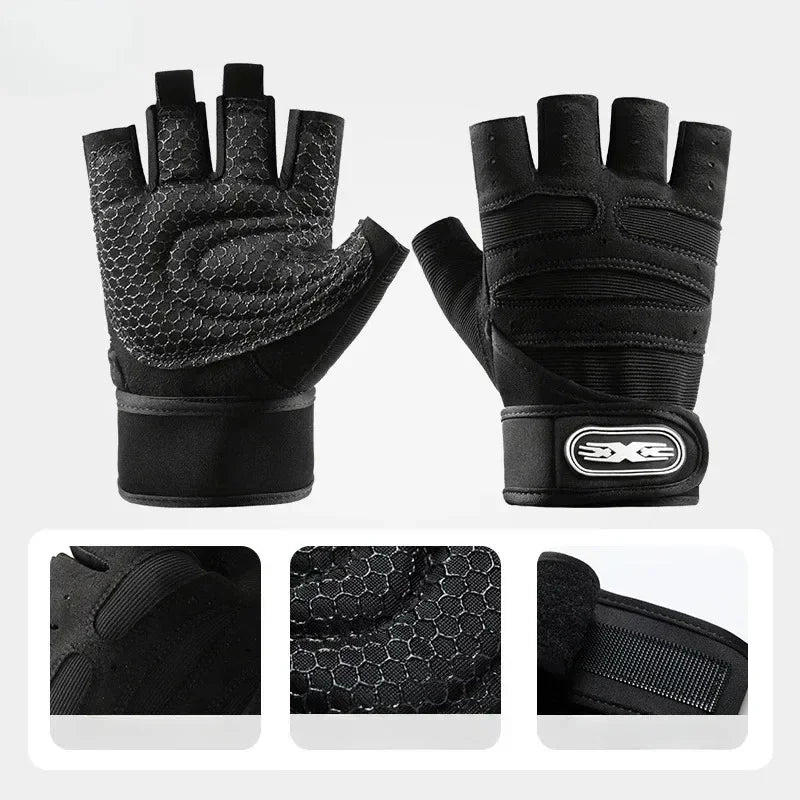 Half Finger Sports Gloves — Non-Slip Wrist Support for Gym & Cycling